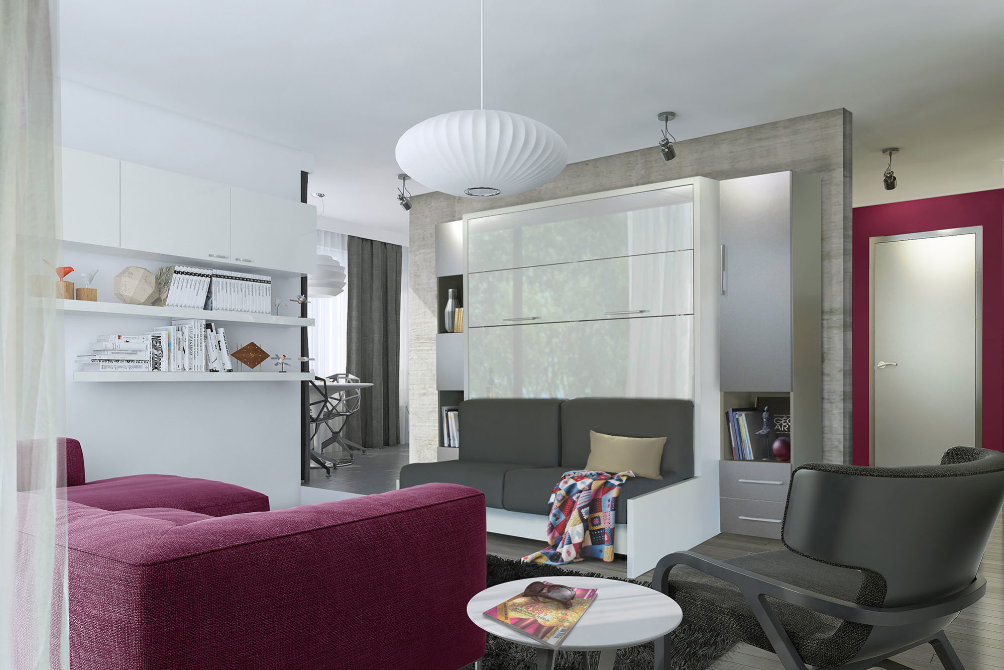 Ketiam Argile Blanc brillant Gris argent P55 140 canape ferme