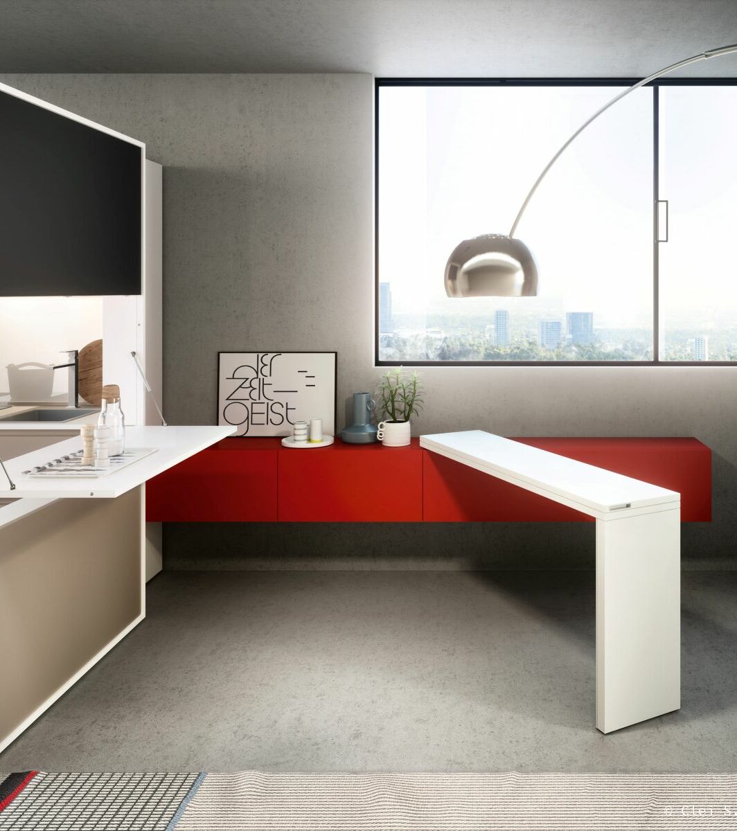 Table pivotante Giro avec tiroirs