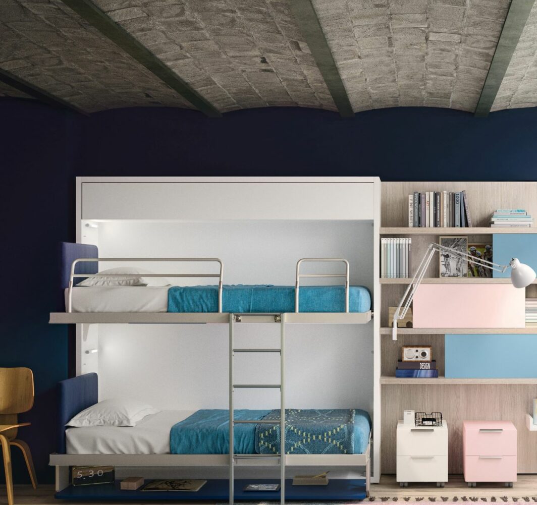 Lits escamotables Kali superposés avec bureau – Image 2