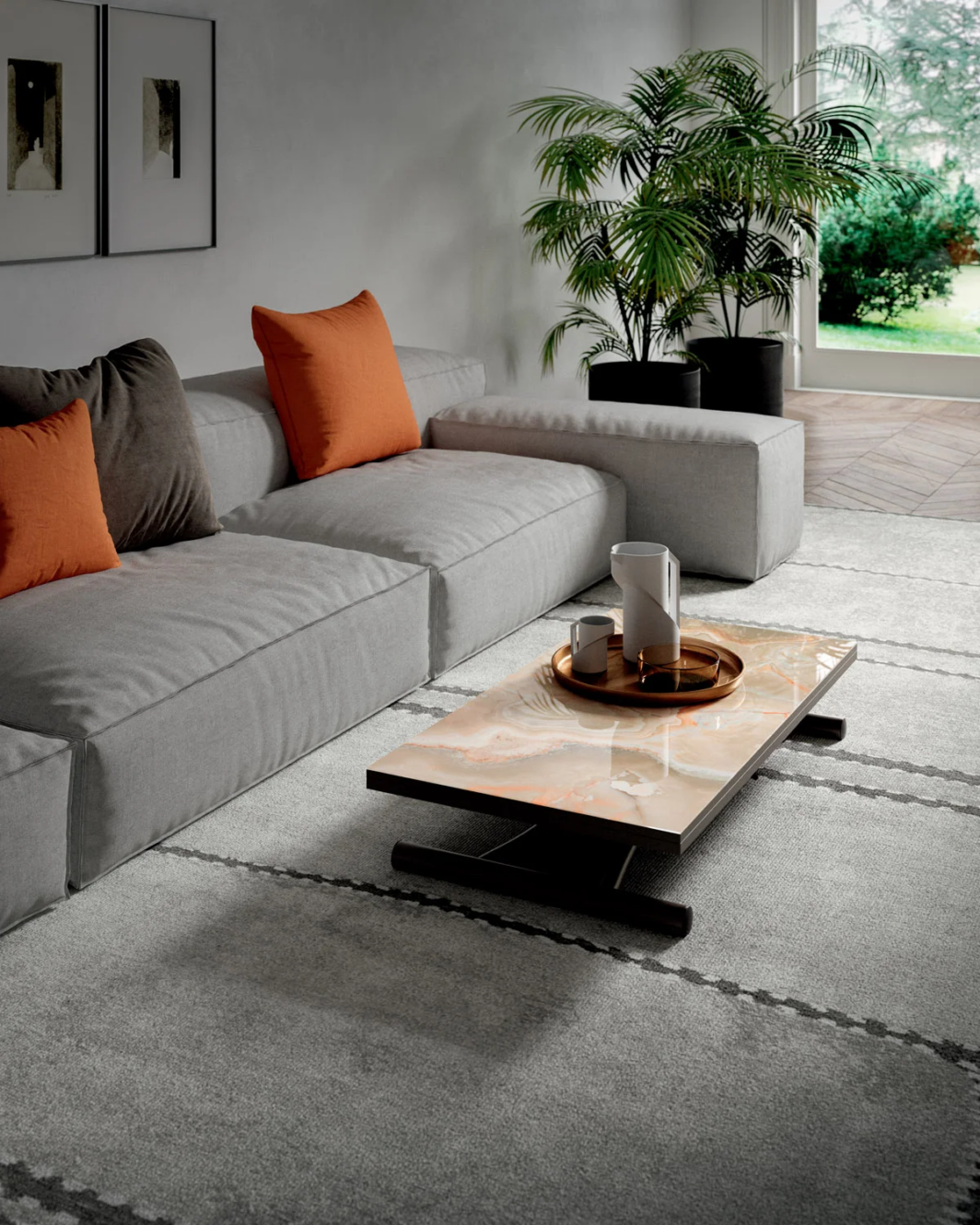 Table transformable Mondial verre
