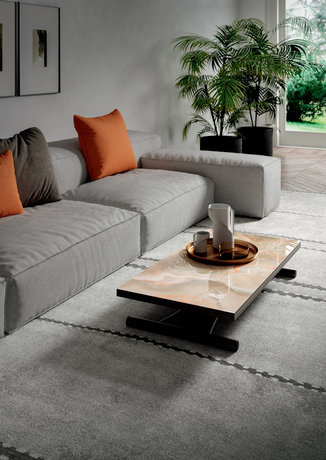 Table transformable Mondial verre