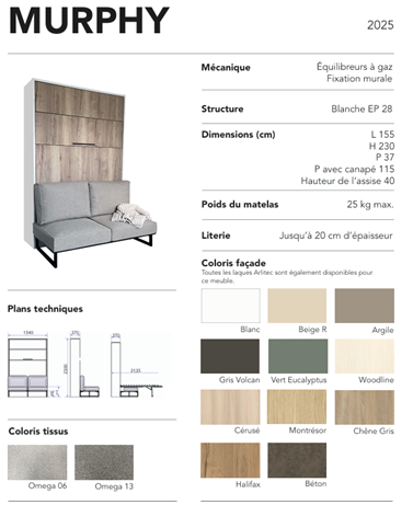 Lit escamotable avec canapé Murphy L140 – Image 3