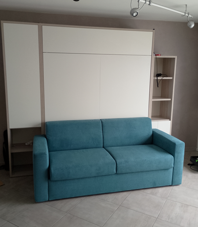 Lit escamotable électrique vertical Elektra avec canapé L160