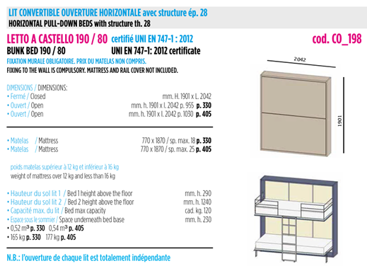 Lit escamotable superposés L80 – Image 3